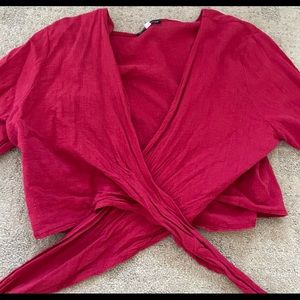 Brandy Melville Long Sleeve RED Wrap top